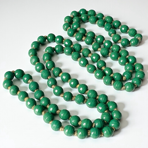 Antique Bohemia Late 1700s Austria Dutch Green Glass Round Peasant Trade Beads. - Picture 2 of 6